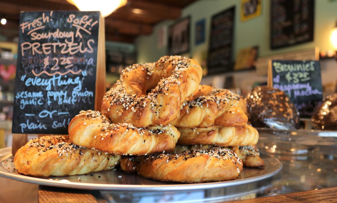 Pretzels made by Cambria Kolstad-DeVaney at Free Range Exchange, a farm-to-table cafe on Main St. in downtown Hokah. (Noah Fish/ Agweek)