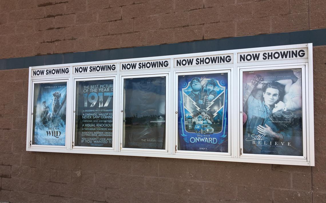 The movie posters display offerings at the Sunset Cinema in Pequot Lakes before it temporarily closed. Nancy Vogt / Pine and Lakes Echo Journal