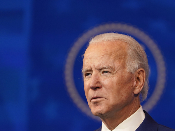 President-elect Joe Biden speaks during an event Wednesday in Wilmington, Del.