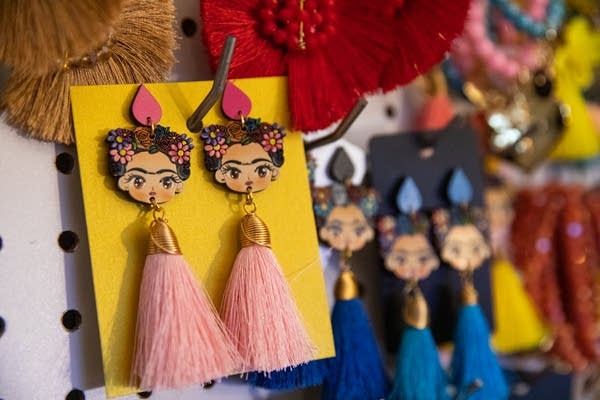 Frida Kahlo themed earrings.