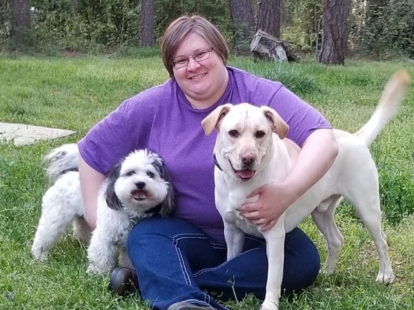 Kristy Miller gets away from her home office in Charlotte, NC with her dogs, Oreo and Dabo.