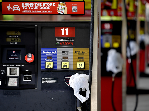 A QuickTrip convenience has bags on its pumps as the station has no gas on Tuesday in Kennesaw, Ga. Colonial Pipeline, which delivers about 45% of the fuel consumed on the East Coast, halted operations last week after revealing a cyberattack that it said had affected some of its systems.