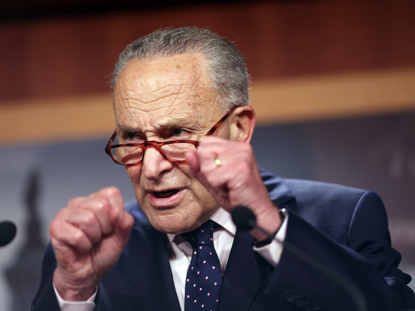 Senate Majority Leader Charles Schumer, D-N.Y., speaks on the passage of the bipartisan infrastructure bill during a news conference at the U.S. Capitol on Aug. 11, 2021. The sweeping bill included a provision to tought tax scrutiny of cryptocurrency players.