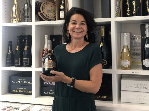 Marie Collard of the champagne house Collard-Picard in her retail shop in Epernay, France. Collard has not yet decided whether to remove the word "champagne" from her labels in order to sell the bubbly in Russia.