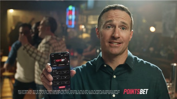 Former New Orleans Saints quarterback Drew Brees appears in a commercial for PointsBet.