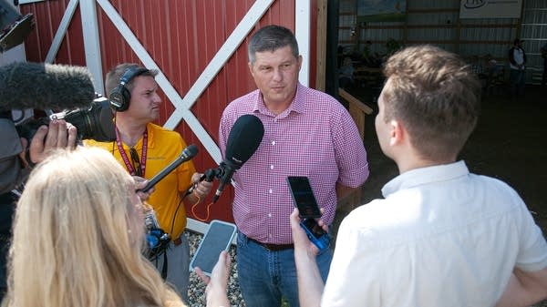 Brad Finstad fields questions from the media 