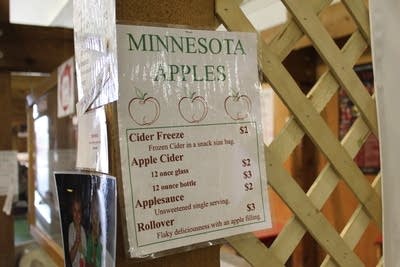 A sign reads options for apple based desserts 