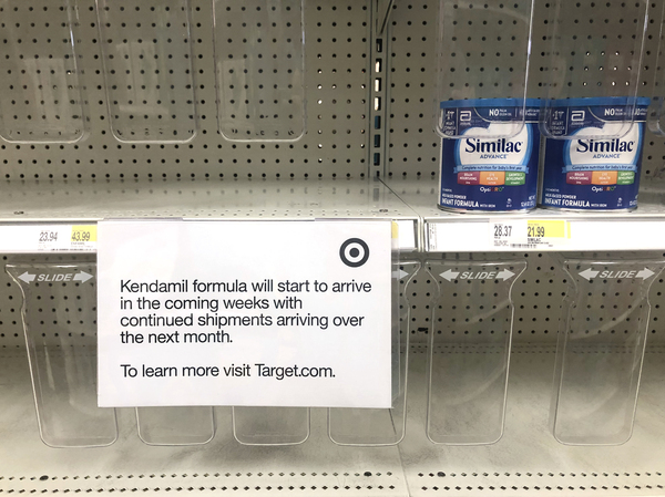 A sign posted in July at a Target Store in Queens, N.Y., assured shoppers that more baby formula would be available in coming weeks. The FDA's report said external factors outside of the agency's control also need to be addressed to prevent critical food supply shortages in the future.