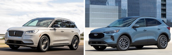 According to the IRS, one of these plug-in hybrids, built on the same platform, is an SUV, while the other is car. Can you guess which is which? The pricier Lincoln Corsair Grand Touring, on the left, is the car with a $55,000 price cap; the cheaper Ford Escape, on the right, is the SUV, with an $80,000 cap.