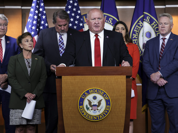 Rep. Glenn Thompson, R-Pa., joined by fellow House Republicans speaks at a press conference to discuss a Republican agriculture plan, at the U.S. Capitol on June 15, 2022 in Washington, D.C. The group is calling for the Biden administration to relax regulations and policies to help increase domestic food production.