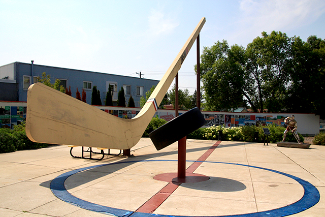 World’s Largest Free Standing Hockey Stick & Puck outside the Hockey Hall of Fame Museum in Eveleth.