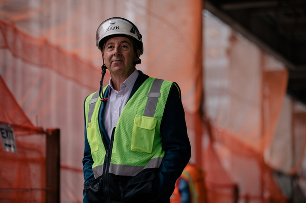 David Arena, global head of JPMorgan's real estate, stands for a portrait on the 6th floor of the active construction site of JPMorgan Chase's new future building in New York on Oct. 25, 2022.