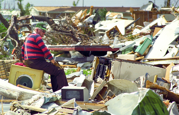 Wreckage from Hurricane Andrew in Homestead, Fla., in September 1992. The storm caused an estimated $26 billion in damage and highlighted hurricane-related financial risks for home insurance companies.