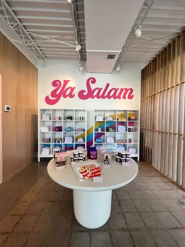 A Ya Salam sign over products for sale