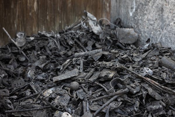 A pile of burnt metal scraps