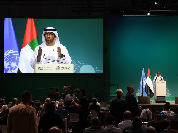 Sultan Al-Jaber, the president of COP28 speaks during the opening ceremony of the climate talks in Dubai on Nov. 30, 2023. Al-Jaber is also the head of the U.A.E.'s state-run oil company.