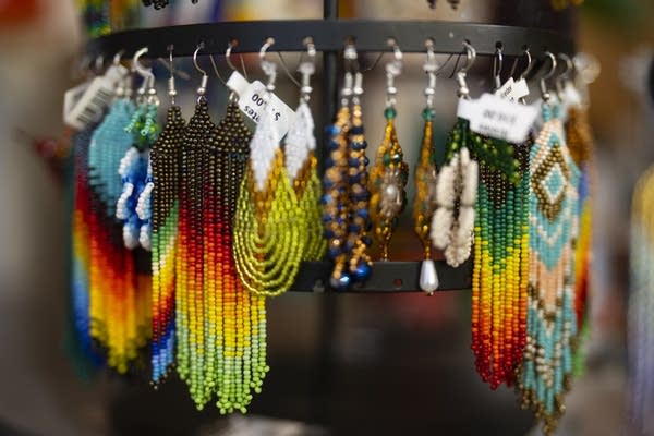 colorful earrings on display