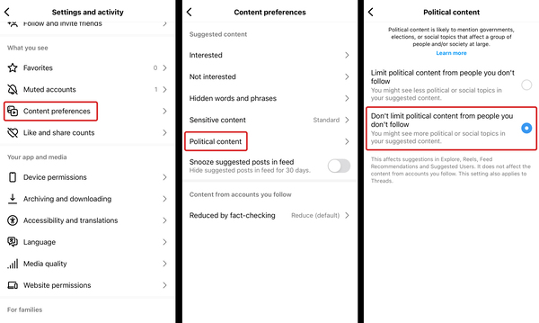 You can update your preferences in the app to avoid Instagram limiting political content.